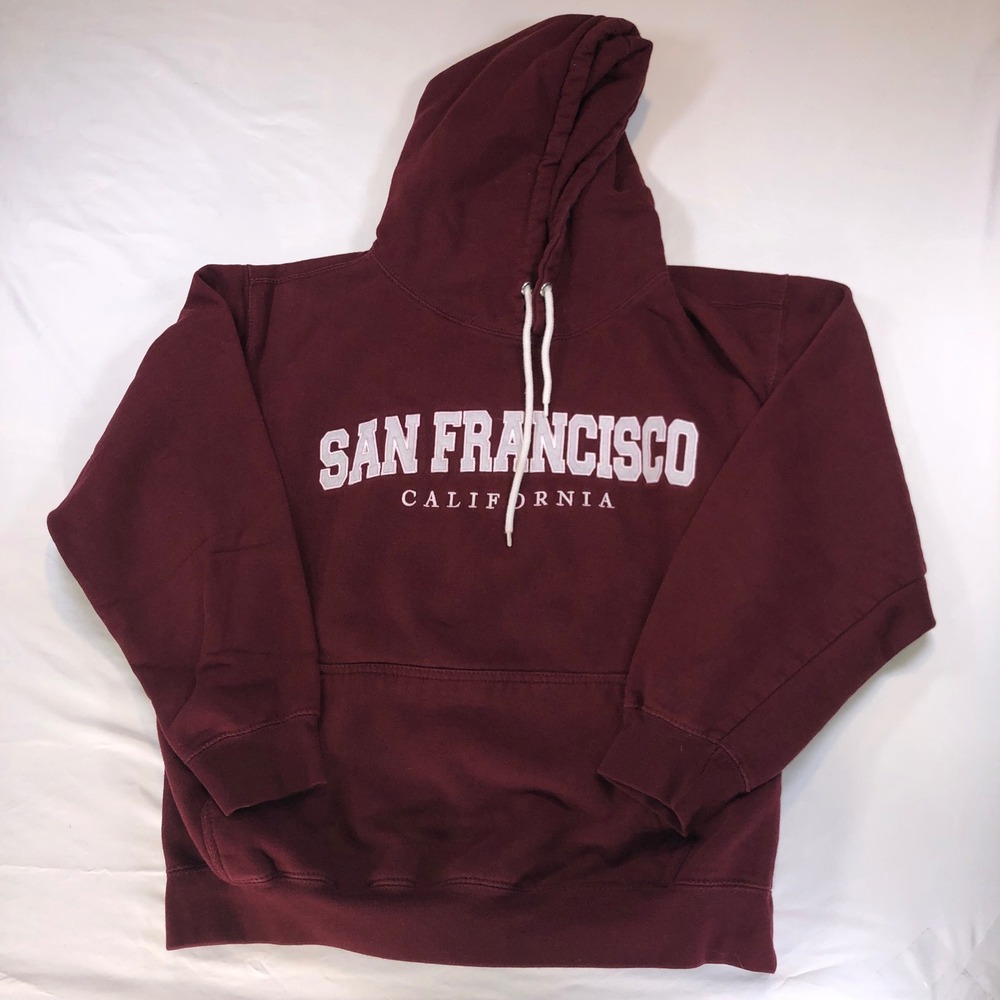 Ocean Beach San Francisco California Hoodie Burgundy Maroon Medium Souvenir